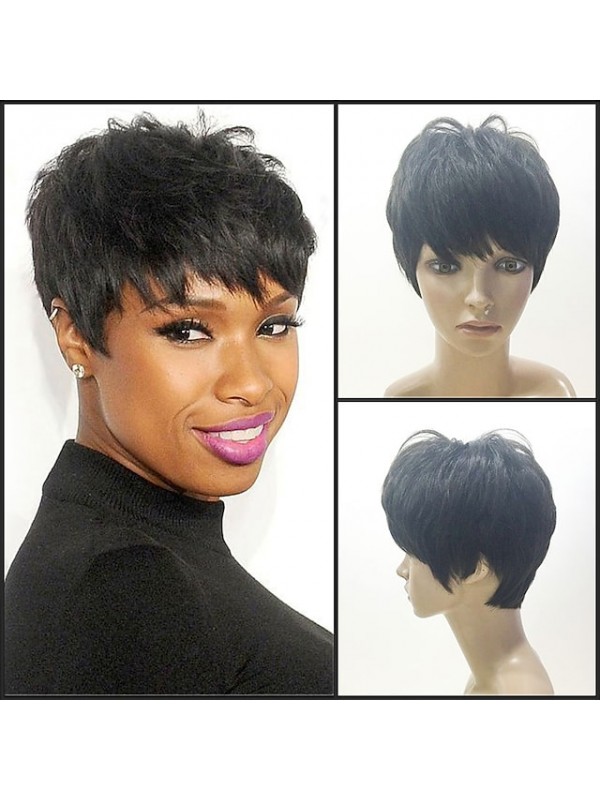 Human Hair Blend Wig Short Straight Layered Haircut Short Hairstyles 2020 Berry Classic Straight Black Blonde Brown Natural Capless Women's Palest Blonde Honey Blonde / Bleached Blonde Blonde 8 inch #5310419