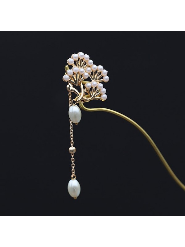 Pearl Hair Stick Chinese Hairpin Hair Sticks for Women Flower Hair Chopsticks Vintage Tassel Handmade Hair Pin Chignon Jewelry Accessories for Girls #9028953