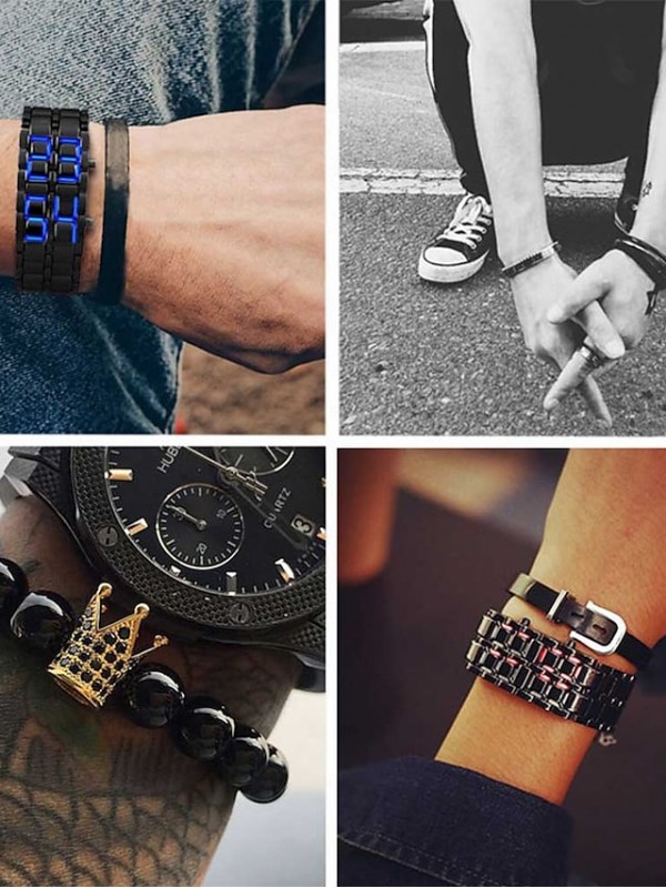 Men‘S Digital Watch Digital Digital Classic Lcd Christmas Gifts Fashion Black Full Metal Digital Lava Wrist Watch Men Red LED Display Gifts for Male Boy Sport Creative Clock #7989454