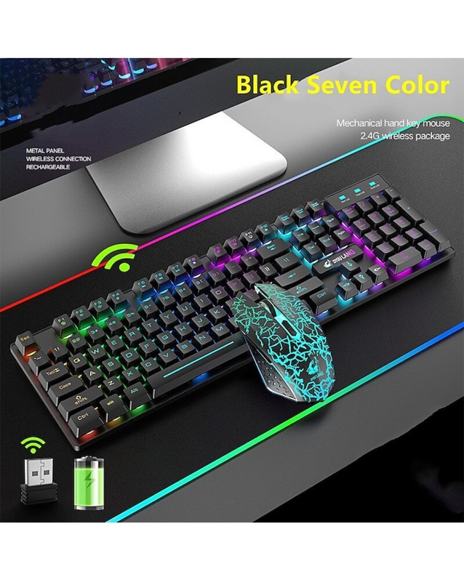 Wireless Recharging Keyboard  Computer Mouse Gamer Sets and Mouse Set Protable LED Backlit Keyboard 2400DPI Mouse Gamer Kit For Laptop Desktop Computer #8746137