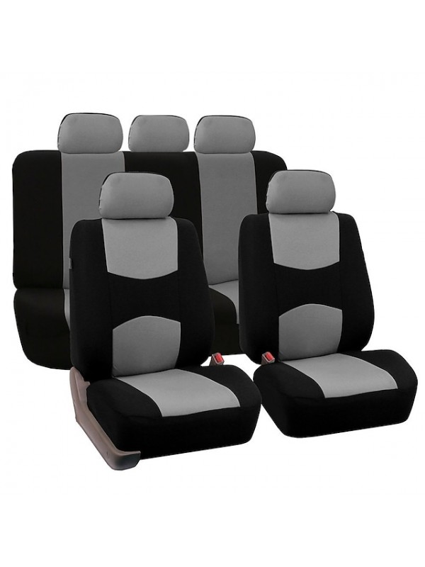 Car Seat Covers Full Set Front and Rear Split Bench Seat Protectors Easy Install with Two-Tone Accent Universal Fit Interior Accessories for5 Passenger Auto Truck Van SUV Side Airbag Compatible with S #8919051