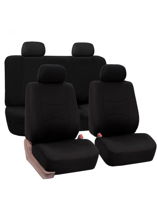Car Seat Covers Full Set Front and Rear Split Bench Seat Protectors Easy Install with Two-Tone Accent Universal Fit Interior Accessories for5 Passenger Auto Truck Van SUV Side Airbag Compatible with S #8919051