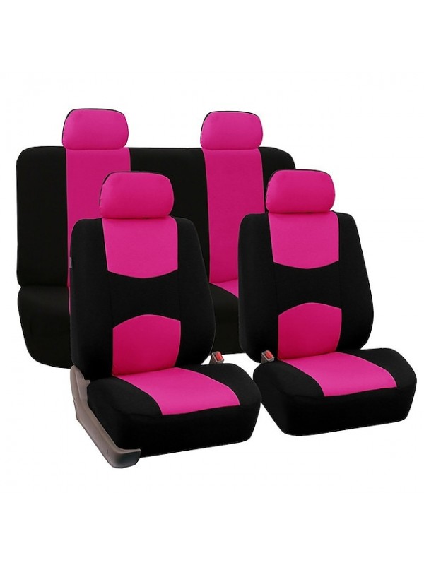 Car Seat Covers Full Set Front and Rear Split Bench Seat Protectors Easy Install with Two-Tone Accent Universal Fit Interior Accessories for5 Passenger Auto Truck Van SUV Side Airbag Compatible with S #8919051