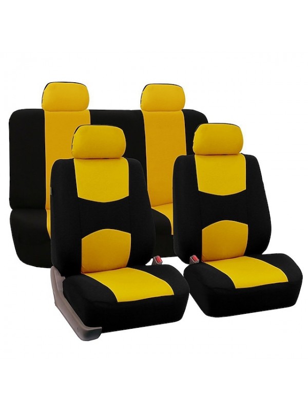 Car Seat Covers Full Set Front and Rear Split Bench Seat Protectors Easy Install with Two-Tone Accent Universal Fit Interior Accessories for5 Passenger Auto Truck Van SUV Side Airbag Compatible with S #8919051