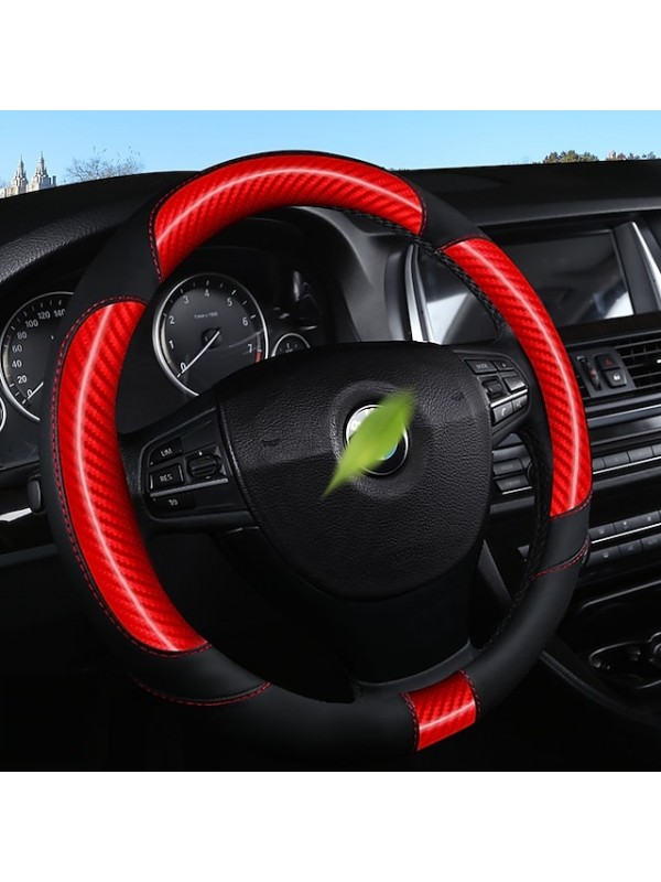 Steering Wheel Cover Style Deluxe Carbon Fiber Universal Car Steering Wheel Protector Anti-Slip Soft Interior Accessories for Women Men fit Car SUV Truck etc  15 inch four Seasons #8961532