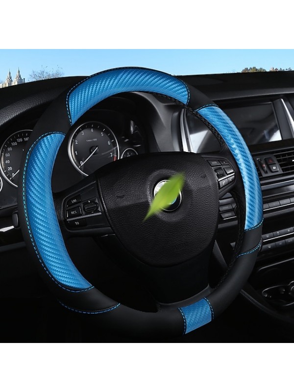 Steering Wheel Cover Style Deluxe Carbon Fiber Universal Car Steering Wheel Protector Anti-Slip Soft Interior Accessories for Women Men fit Car SUV Truck etc  15 inch four Seasons #8961532