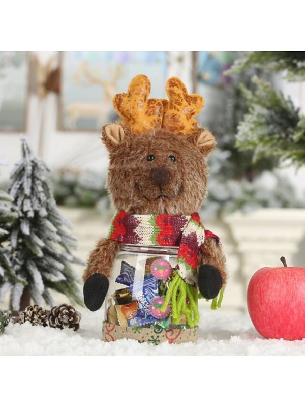 Christmas Decorations Linen Wrapping PVC Transparent Candy Jar Children Gift Box Snack Jar #8202895