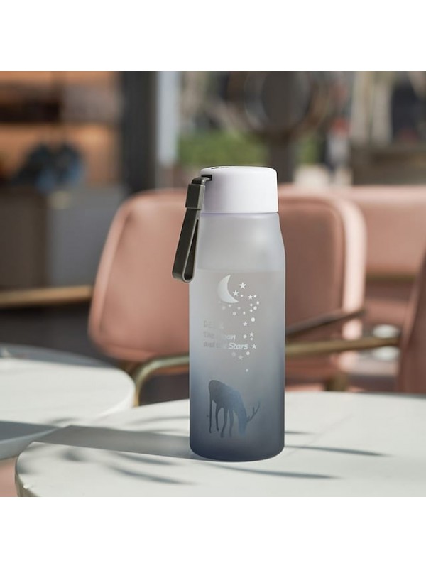 Creative Elk Pattern Plastic Cup Gradient Frosted Water Cup With Sling Portable Handy Cup #8959873