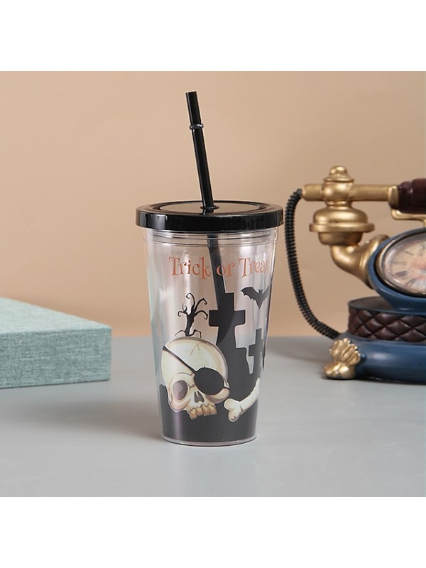 Halloween Themed Straw Cup Double-layer Insulation American Cartoon Accompanying Cup #8849997