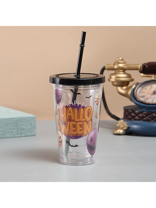 Halloween Themed Straw Cup Double-layer Insulation American Cartoon Accompanying Cup #8849997