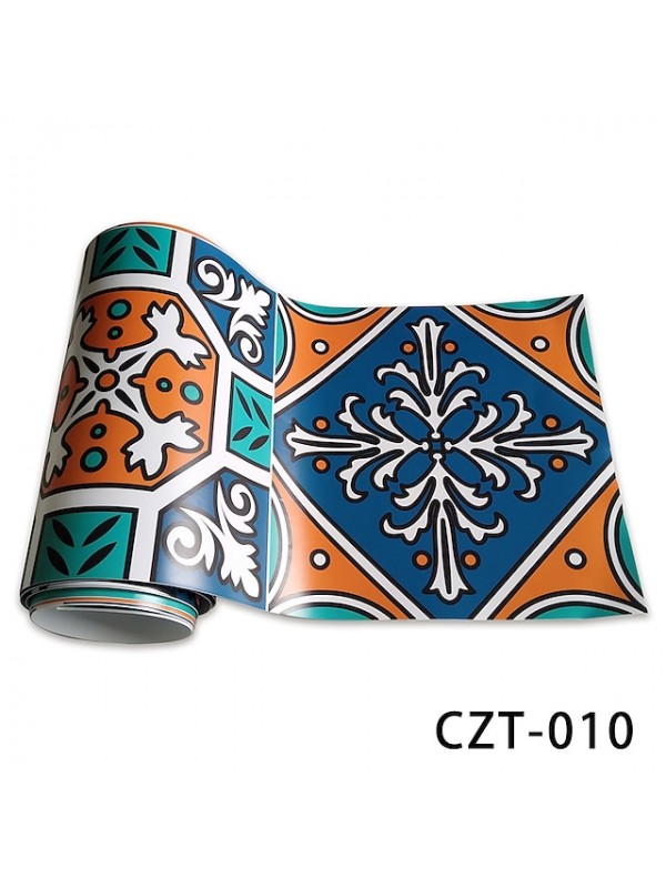 Creative Kitchen Oil and Waterproof Tile Stickers Self-adhesive Removable Moroccan Style Environmental Protection Wall Stickers #8145128