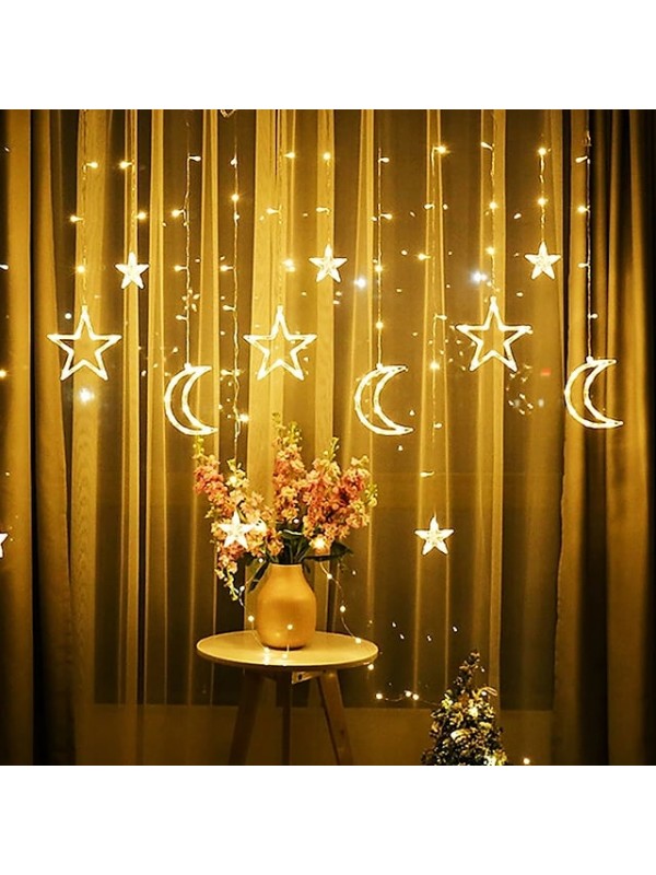 Ramadan Eid Lights Moon Star LED Curtain Light 220V 3M Fairy Tale String Lights Eid al-Fitr Home Ramadan Festival Decoration Holiday Lighting Wedding Decoration #8335353