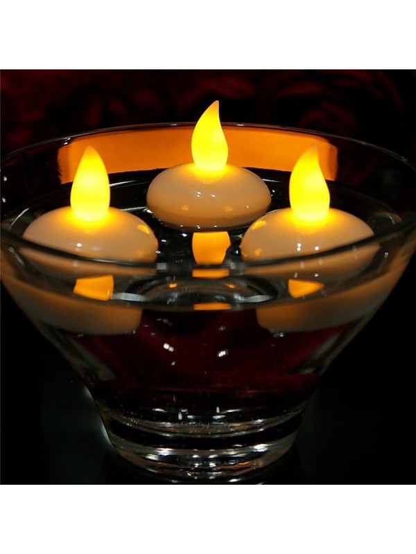 Ramadan Eid Lights LED Candle Light 12pcs Water Sensor LED Flameless Floating Electronic Candle for Bath SPA Pray Waterproof Tealight LED Aquarium Light Fish Tank Light #8661414