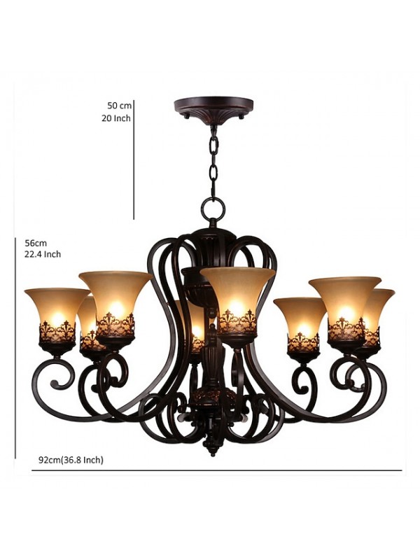5-Light 68 cm Candle Style Chandelier Metal Glass Painted Finishes Vintage 110-120V / 220-240V / E26 / E27 #3686325