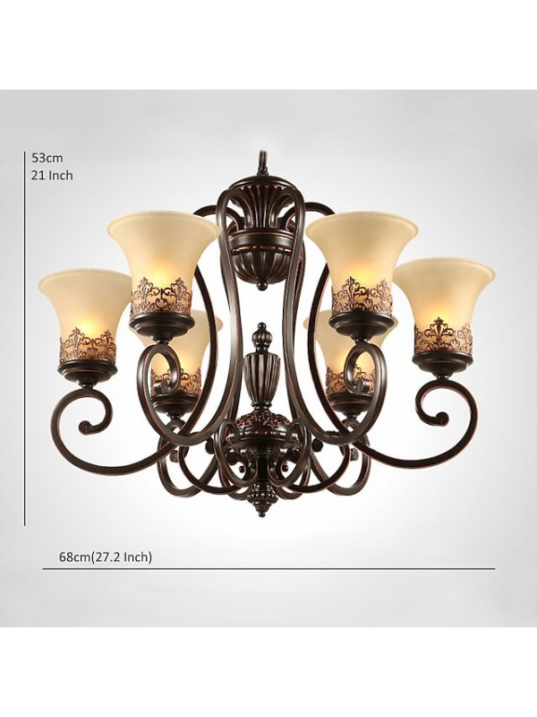 5-Light 68 cm Candle Style Chandelier Metal Glass Painted Finishes Vintage 110-120V / 220-240V / E26 / E27 #3686325