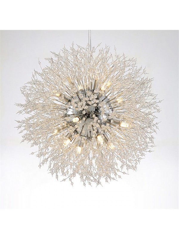 16 Bulbs 60 cm Crystal Pendant Light Metal Globe Electroplated Chic & Modern Globe 110-120V 220-240V #7171045