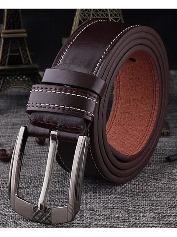 Men's Waist Belt Daily Coffee Camel Belt Solid Color / Leather #8818956