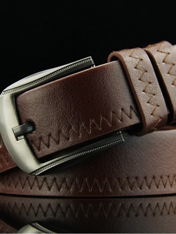 Men's Wide Belt Office / Career Daily Wear As the Picture Belt Solid Color #8692105
