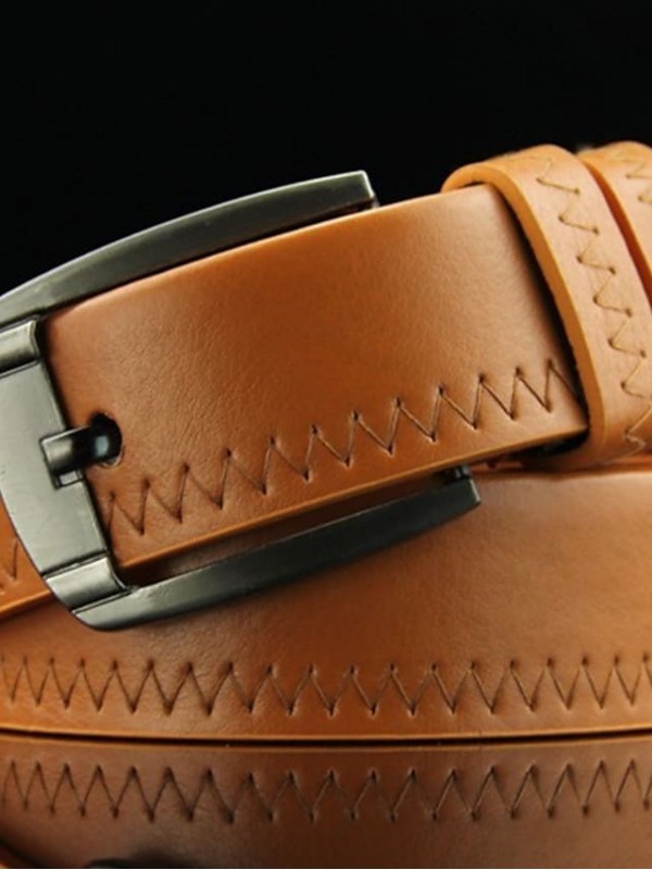Men's Wide Belt Office / Career Daily Wear As the Picture Belt Solid Color #8692105