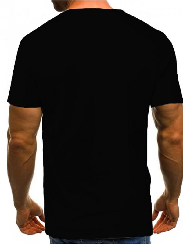 Men's T shirt 3D Print Graphic Round Neck Daily Print Short Sleeve Tops Basic Exaggerated Blue Black Red #8163112