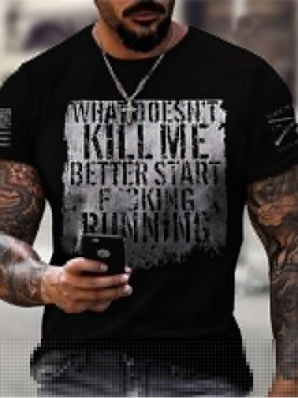 Men's Tee T shirt 3D Print Graphic Letter Plus Size Crew Neck Casual Daily Short Sleeve Tops Basic Designer Slim Fit Big and Tall Green Blue Black / Summer #8676722