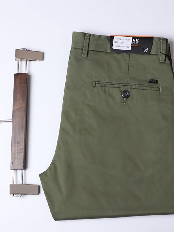 Men's Casual Chino Dress Pants Straight Pants Classic Pocket Full Length Pants Business Casual Micro-elastic Solid Color Cotton Comfort Outdoor Mid Waist ArmyGreen Green Blue Black Gray 32 33 34 36 38 #8843701
