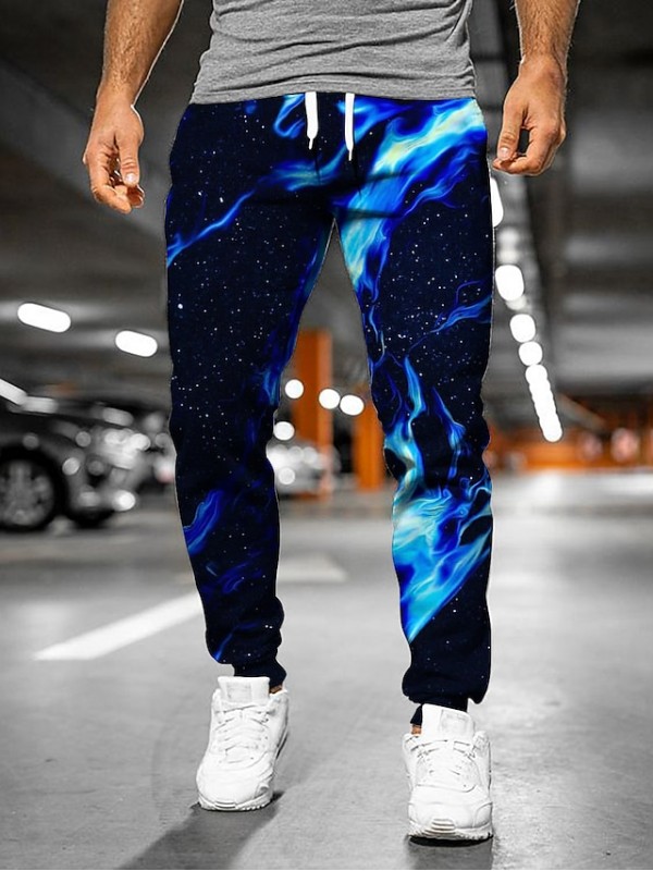 Men's Designer Casual / Sporty Jogger Sweatpants Trousers 3D Print Drawstring Elastic Waist Full Length Pants Casual Daily Micro-elastic Graphic Color Block Outdoor Sports Mid Waist Blue S M L XL XXL #8966743