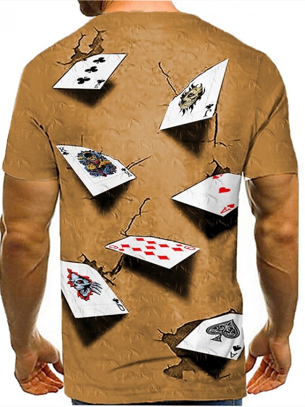 Men's Tee T shirt 3D Print Graphic 3D Poker Plus Size Round Neck Party Daily Print Short Sleeve Tops Casual Vintage Purple Gray Blue #8299237