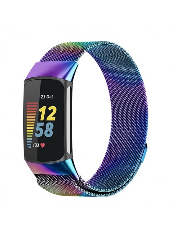 1 pcs Smart Watch Band for Fitbit Charge 5 Stainless Steel Smartwatch Strap Magnetic Adjustable Milanese Loop Charge 5 Replacement  Wristband #8935844