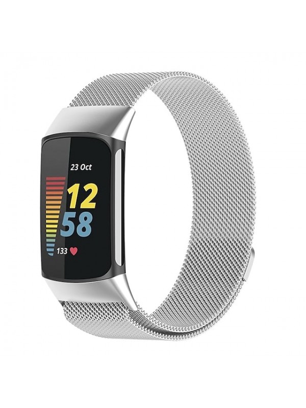 1 pcs Smart Watch Band for Fitbit Charge 5 Stainless Steel Smartwatch Strap Magnetic Adjustable Milanese Loop Charge 5 Replacement  Wristband #8935844