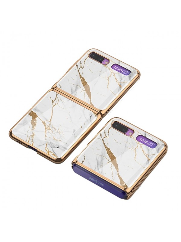 Case For Samsung Galaxy Galaxy Z Flip 3 2 Shockproof Plating Ultra-thin Back Cover Color Gradient Scenery Marble TPU Tempered Glass #8208807