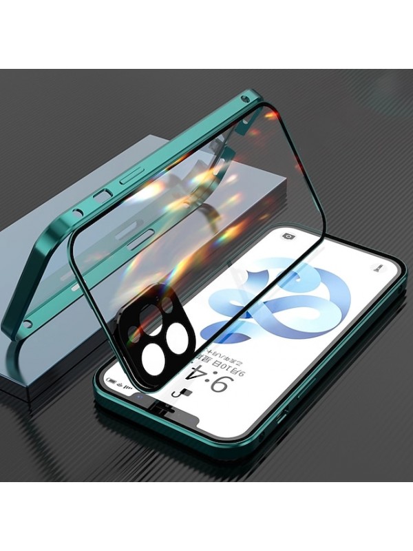 Magnetic Case For iPhone SE 3 iPhone 13 Pro Max 12 11 X XR XS Max 8 7 Clear Full Body Protection Metal Adsorption Double Sided Tempered Glass Case with Camera Protection Lens? #8421403