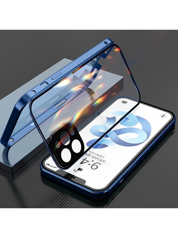 Magnetic Case For iPhone SE 3 iPhone 13 Pro Max 12 11 X XR XS Max 8 7 Clear Full Body Protection Metal Adsorption Double Sided Tempered Glass Case with Camera Protection Lens? #8421403
