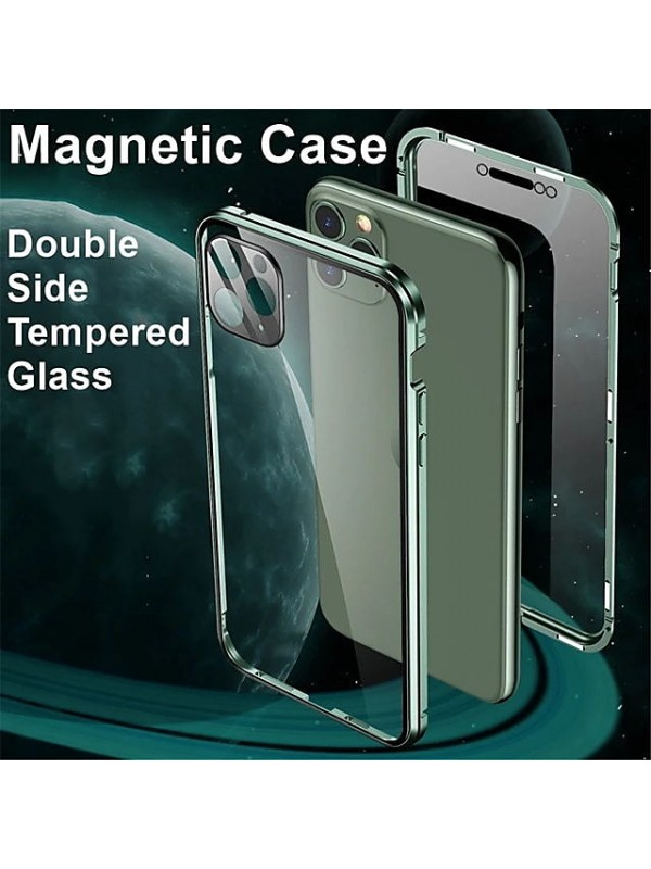 Magnetic Case For iPhone SE 3 iPhone 13 Pro Max 12 11 X XR XS Max 8 7 Clear Full Body Protection Metal Adsorption Double Sided Tempered Glass Case with Camera Protection Lens? #8421403