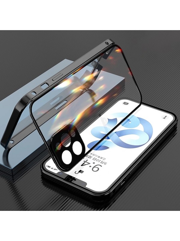 Magnetic Case For iPhone SE 3 iPhone 13 Pro Max 12 11 X XR XS Max 8 7 Clear Full Body Protection Metal Adsorption Double Sided Tempered Glass Case with Camera Protection Lens? #8421403