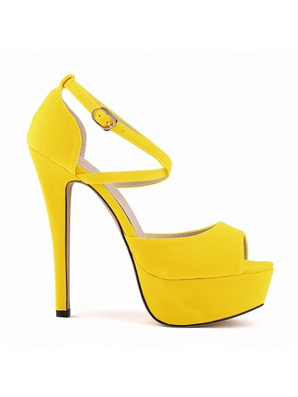 Women's Sandals Sexy Shoes Stilettos Plus Size Stiletto Heel Peep Toe Elegant Sexy Classic Party Club Suede Buckle Summer Solid Colored Almond Green White #8959332