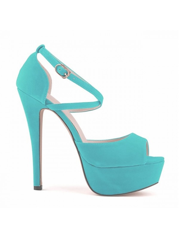 Women's Sandals Sexy Shoes Stilettos Plus Size Stiletto Heel Peep Toe Elegant Sexy Classic Party Club Suede Buckle Summer Solid Colored Almond Green White #8959332