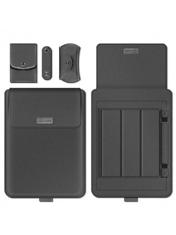 Unisex Laptop Bag PU Leather 4 Pieces Purse Set Solid Color Daily Office & Career Rose Gold Green Black Grey #9034009