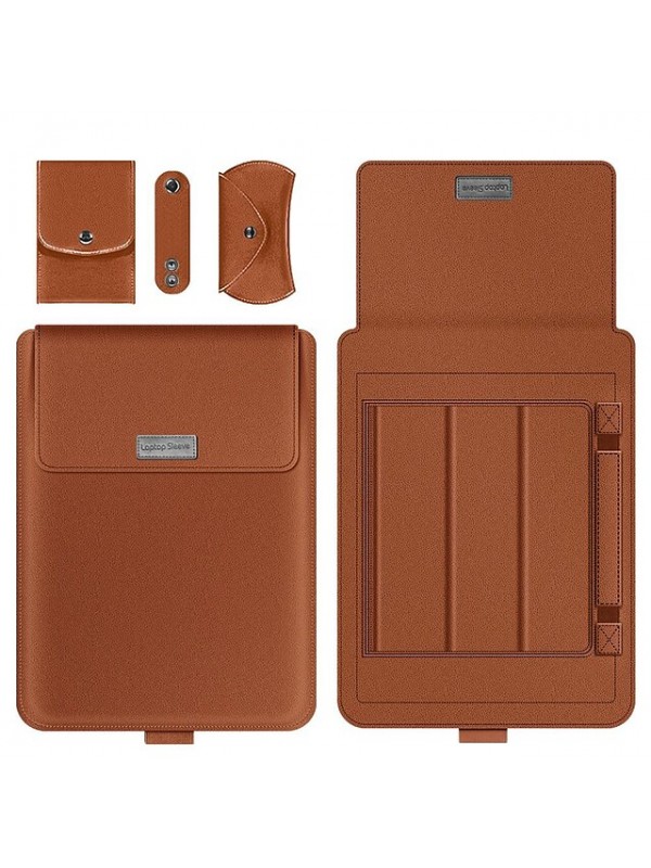 Unisex Laptop Bag PU Leather 4 Pieces Purse Set Solid Color Daily Office & Career Rose Gold Green Black Grey #9034009