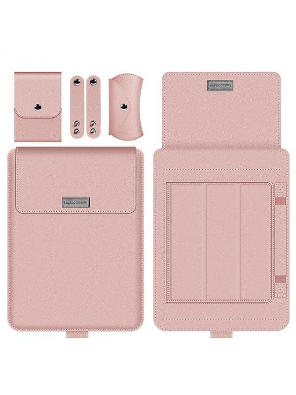 Unisex Laptop Bag PU Leather 4 Pieces Purse Set Solid Color Daily Office & Career Rose Gold Green Black Grey #9034009