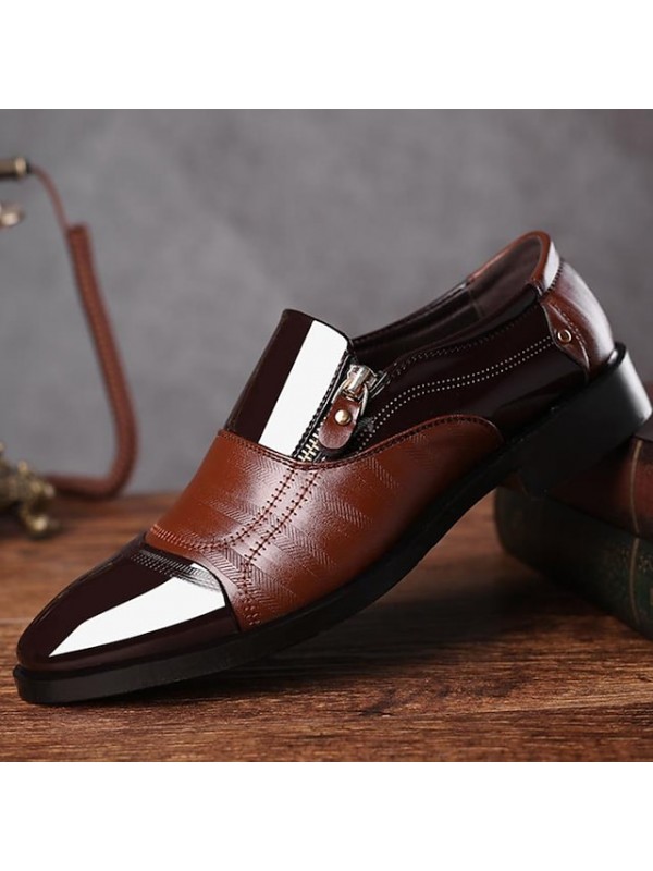 Men's Loafers & Slip-Ons Lace up Sequins Comfort Shoes Business Casual Classic Wedding Office & Career PU Waterproof Non-slipping Height-increasing Black and Dark Gray Dark Brown Black Fall #8815856