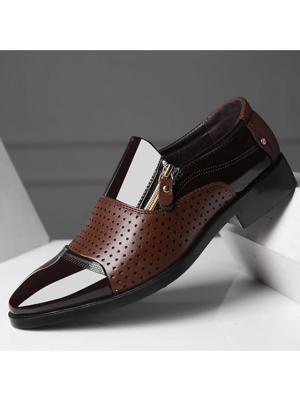 Men's Loafers & Slip-Ons Lace up Sequins Comfort Shoes Business Casual Classic Wedding Office & Career PU Waterproof Non-slipping Height-increasing Black and Dark Gray Dark Brown Black Fall #8815856