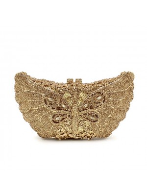 Women's Wedding Bags Handbags Evening Bag Alloy Crystals Hollow-out Solid Color Rhinestone Party Wedding Event / Party Gold Silver / Fall & Winter #6973556