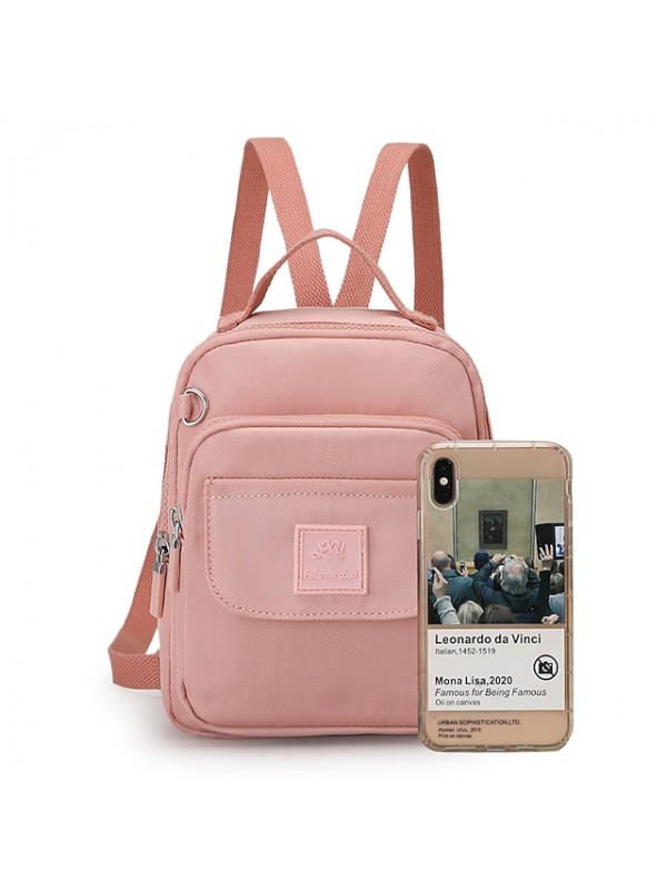 Women's Mini Backpack Nylon Solid Color Lightweight Zipper Daily Office & Career Light Purple Blue Black Gray Pink #9025526