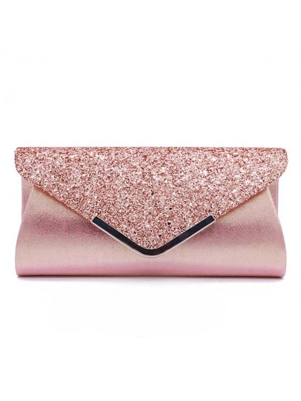 Women's 2022 Chain Bag Evening Bag Polyester Sequin Chain Solid Color Glitter Shine Party Wedding Black Pink Silver Gold #8684332