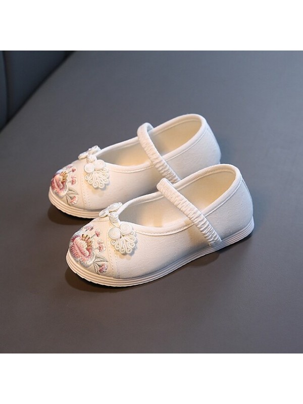 Girls' Sneakers Comfort Flower Girl Shoes Knit Canvas Mary Jane Little Kids(4-7ys) Big Kids(7years +) Home Daily Cycling Shoes Walking Shoes Stitching Lace Flower Fuchsia Pink White Spring Summer #8546586