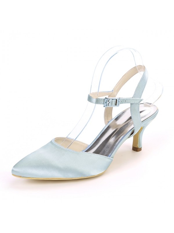 Women's Wedding Shoes Wedding Sandals Bridesmaid Shoes Stiletto Heel Pointed Toe Minimalism Wedding Party & Evening Satin Ankle Strap Fall Spring & Summer Solid Colored White Black Purple #7736198