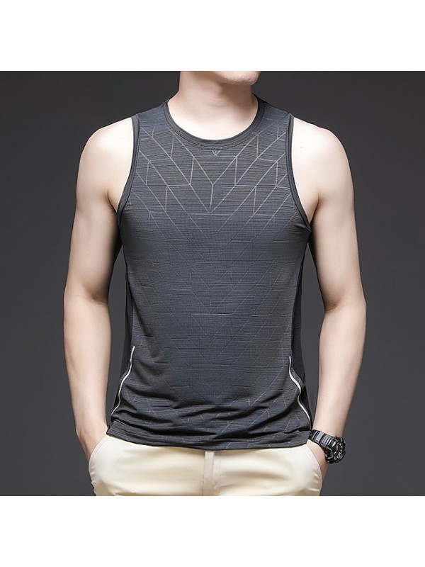 Men's T shirt Hiking Tee shirt Sleeveless Vest / Gilet Tee Tshirt Top Outdoor Quick Dry Lightweight Breathable Sweat wicking Autumn / Fall Spring Summer Elastane Black Burgundy Grey Fishing Climbing #8566966