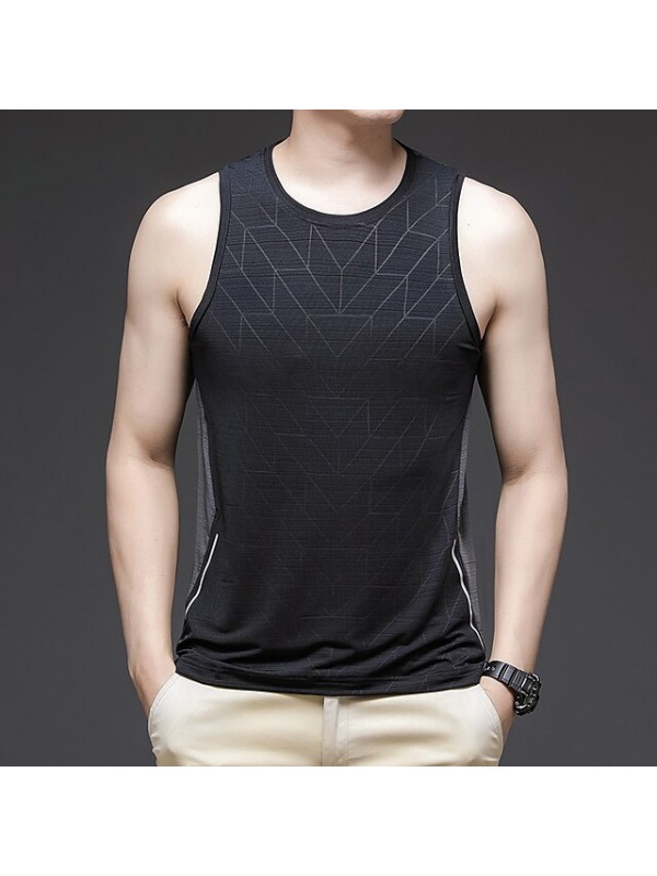 Men's T shirt Hiking Tee shirt Sleeveless Vest / Gilet Tee Tshirt Top Outdoor Quick Dry Lightweight Breathable Sweat wicking Autumn / Fall Spring Summer Elastane Black Burgundy Grey Fishing Climbing #8566966