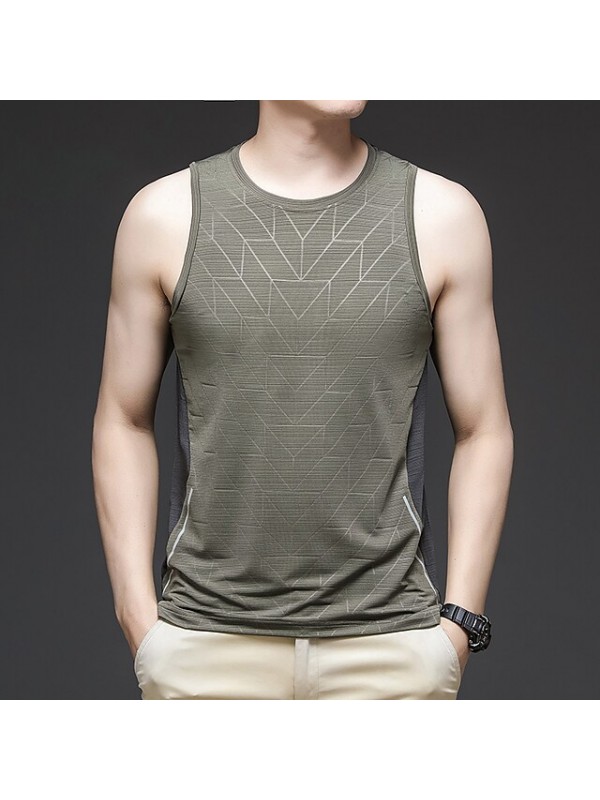 Men's T shirt Hiking Tee shirt Sleeveless Vest / Gilet Tee Tshirt Top Outdoor Quick Dry Lightweight Breathable Sweat wicking Autumn / Fall Spring Summer Elastane Black Burgundy Grey Fishing Climbing #8566966